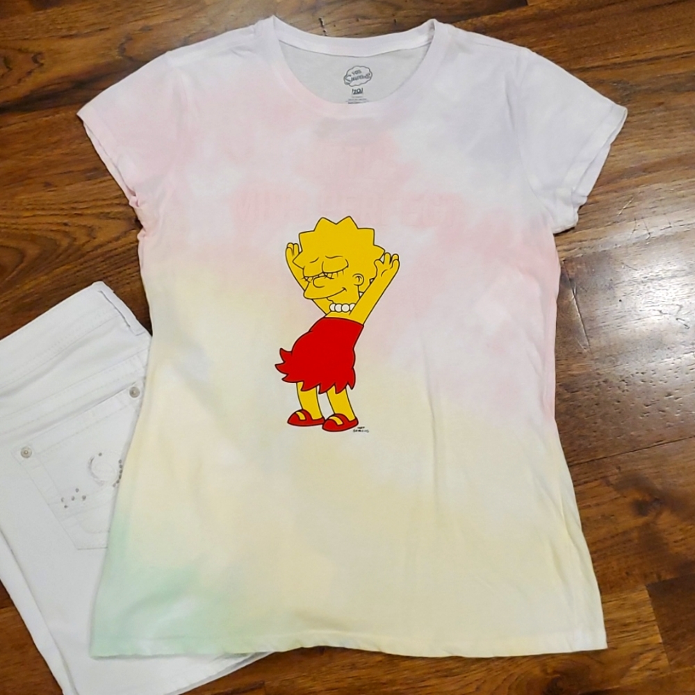 Womens Lisa Simpson "Little Miss Perfect" tie dye tshirt size XL